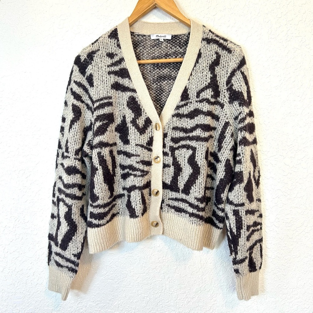 Madewell Raquel Abstract Animal Cardigan alpaca blend XL